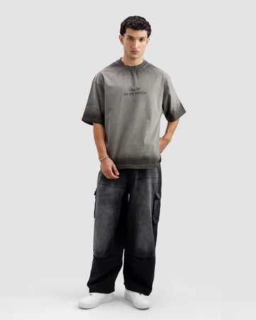 Washed Black Cargo Baggy