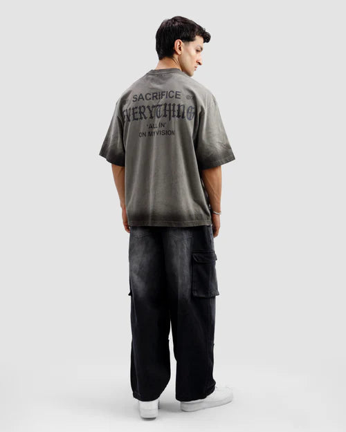 Washed Black Cargo Baggy