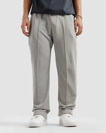 Steel Grey Pleated Essential Trousers