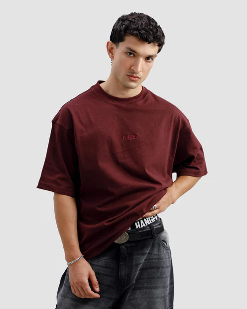 Hunger Maroon Oversized Tee